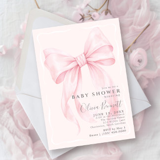 Roze Strik Watervrouwtje Baby Shower Kaart