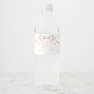 Roze strik Wildflower Sips zien Waterfles Etiket