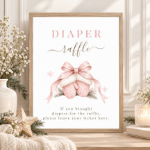 Roze Strik Winter Baby Shower Luiers Raffle Bord
