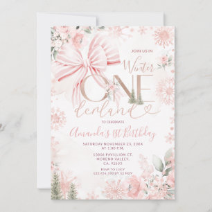 Roze Strik Winter Onederland Bloemige Eerste Verja Kaart