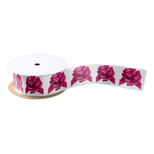 Roze strik wit lint