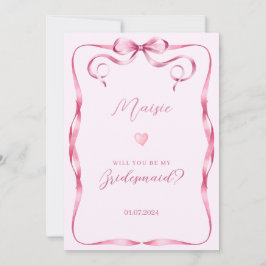 Roze strik zal je mijn bruidsmeisje aanzoek kaart