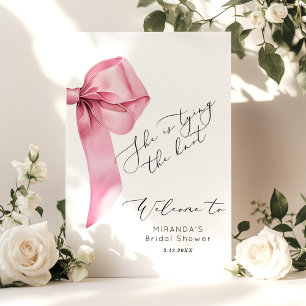 Roze strik Ze bindt het knoop Vrijgezellenfeest Poster