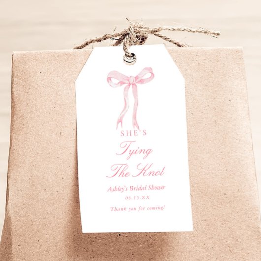 Roze Strik Ze Knoopte De Knoop Bruidsfeest Cadeaulabel
