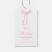 Roze Strik Ze Knoopte De Knoop Bruidsfeest Cadeaulabel (Voorkant)