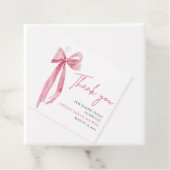 Roze Strik Ze Krijgt de Knoop Bruidsuitnodiging Bedankjes Labels (In situ)