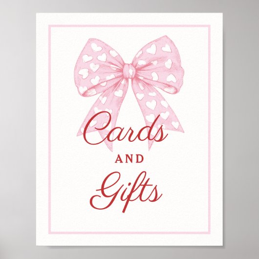 Roze Strik Zieltje Baby Shower Kaarten en Cadeaus Poster (Voorkant)