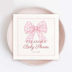 Roze Strik Zieltje Baby Shower Servet