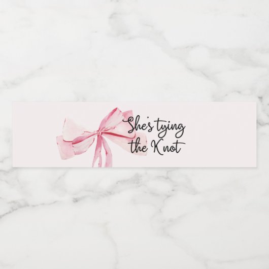 Roze Strik Zij Knoop De Knoop Bruidsfeest Waterfles Etiket (Enkel label)