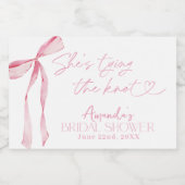 Roze Strik Zij Knoopt de Knoop Bruidsfeest Labels Sparkling Wijnetiket (Enkel label)