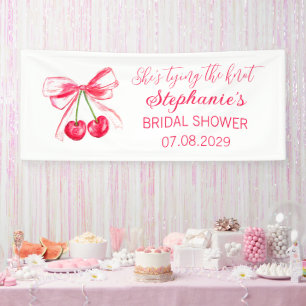Roze Strik Zij maakt de knoop vast Bruidsfeest Spandoek