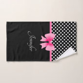 Roze strik zwart en wit Polka Dots Naam Bad Handdoek (Handdoek)