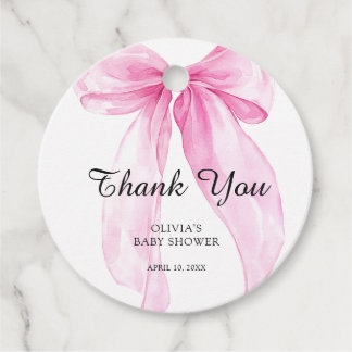 Roze Strikband Baby Shower Bedankt Bedankjes Labels