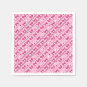 Roze Strikdiagonale Streep Stippen Servet