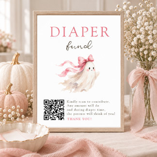 Roze Strikende Bo-Boe Kraam QR Code Luier Fonds Bo Poster