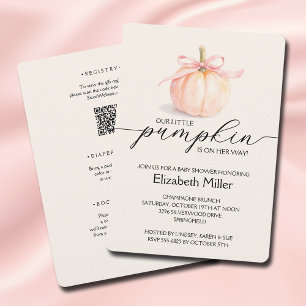 Roze Strikende Pompoen Meisje Baby Shower All In O Kaart