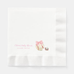 Roze Strikersspeen Honkbal Sport Meisje Baby Showe Servet