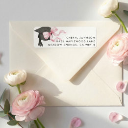 Roze Striking Diploma Hoed Retouradreslabel Etiket
