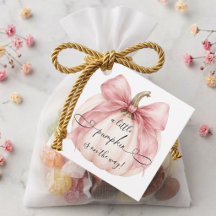 Roze Strikje Kleine Pompoen Baby Shower Bedankt