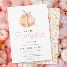 Roze Strikje Kleine Pompoen Op Weg Baby Shower