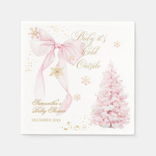 Roze Strikje Koud Buiten Meisje Baby Shower Servet