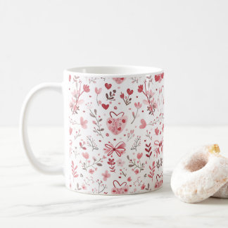 Roze strikjes met bloemen koffiemok