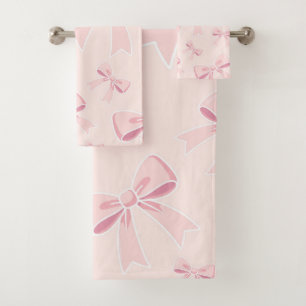 Roze Strikjes Schattig Coquette Cottage Chic Bad Handdoek