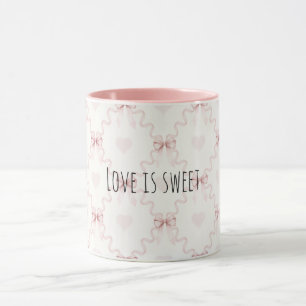 Roze Strikken Hartjes Zoete Liefde Mok