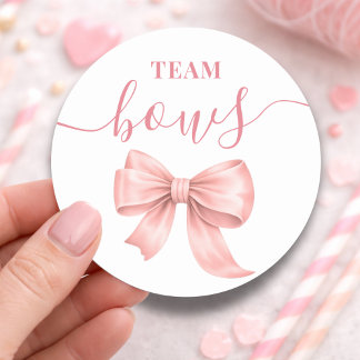 Roze Strikken Team Meisje Geslacht Onthulling Stem Ronde Sticker