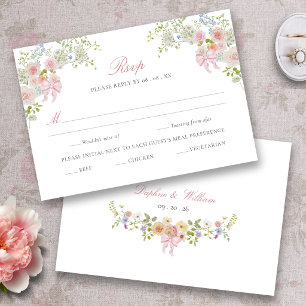 Roze Strikken Wilde Bloemen RSVP Kaartje