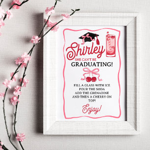 Roze Strikkende Kersen Afstudeerfeest Shirley Drin Poster