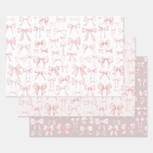 roze strikpatroon inpakpapier vel