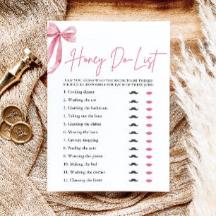 Roze Strikte Boog Honing Do List Bruidsfeest Spel Kaart