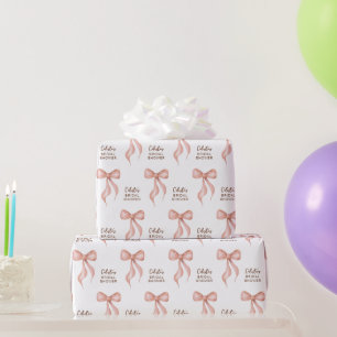 Roze Strikte Boog Persoonlijke Bruidsdouche Cadeaupapier