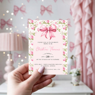 Roze Strikte Coquette Baby Shower Kaart