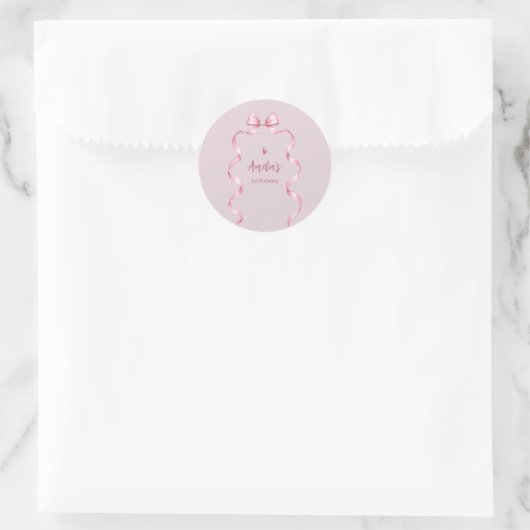 Roze Strikte Coquette Verjaardag Ronde Sticker (Tas)