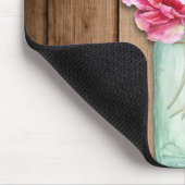 Roze String Lights & Mason Jar Flowers Rustic Wood Muismat (Hoek)