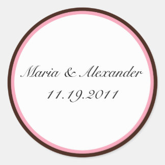 Roze stripe Chocolate Brown zegels / Stickers