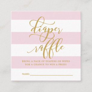 Roze Stripe Gold-Baby shower - aanvraag voor een l Informatiekaartje