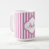 Roze stripe Monogram Koffiemok (Voorkant links)