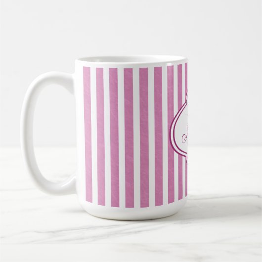 Roze stripe Monogram Koffiemok (Links)