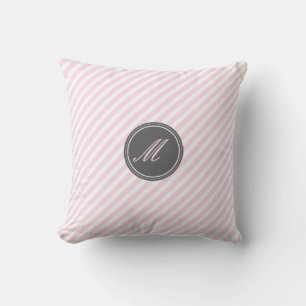 Roze stripe Monogram Sierkussen