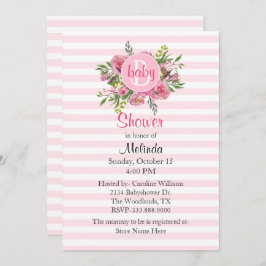  Roze Striped Baby shower Uitnodiging