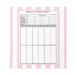Roze Striped Bridge Score Pad Notitieblok