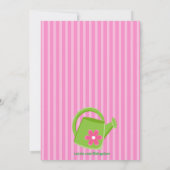 Roze striped Gardening Girl Birthday Invitation Kaart (Achterkant)