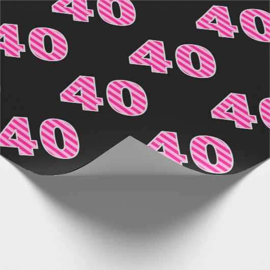 Roze Stripes 40 Event # (Birthday, Jubileum) Cadeaupapier (Hoek)