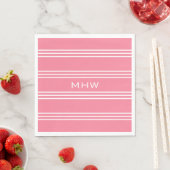 Roze stripes aangepast monogram papier servetten (Insitu)