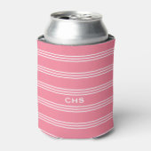 Roze stripes aangepaste monogram koelbox blikjeskoeler (Blikje Voorkant)