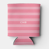 Roze stripes aangepaste monogram koelbox blikjeskoeler (Voorkant)
