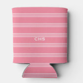 Roze stripes aangepaste monogram koelbox blikjeskoeler (Achterkant)